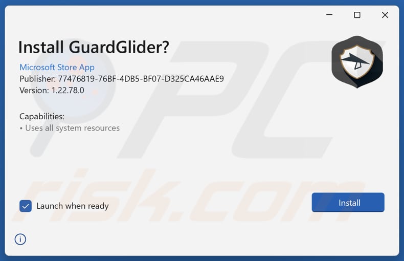 GuardGlider installation d'une application potentiellement indésirable